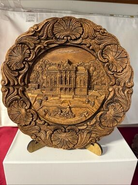 Carved Decorative Wall Plaque - Golden Brown Schloss Linderhof Motif